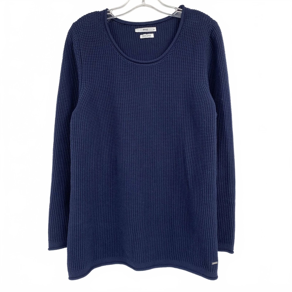 Brax Navy Blue Waffle Knit Scoop Neck Sweater | Women’s XXL Plus